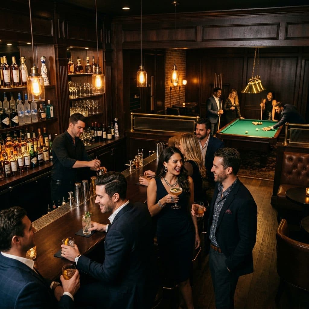 The bar and lounge at Mile High Golf